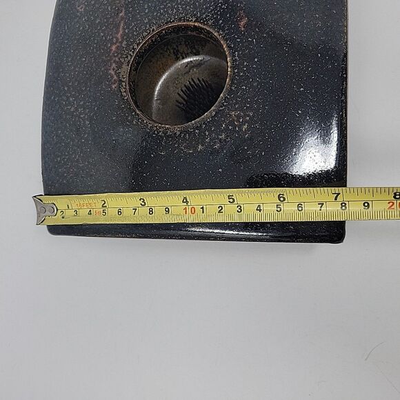 Hand Made Pottery Flower Frog Square 7" x 7" Brown w Spikes - Picture 12 of 12